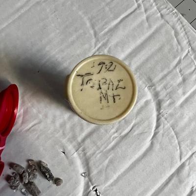 2 Pill Bottles of Crystals Marked Topaz Mountain 