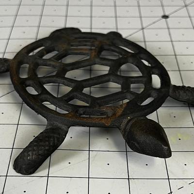 Vintage Cast Iron Black Trivet Turtle 