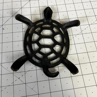 Vintage Cast Iron Black Trivet Turtle 