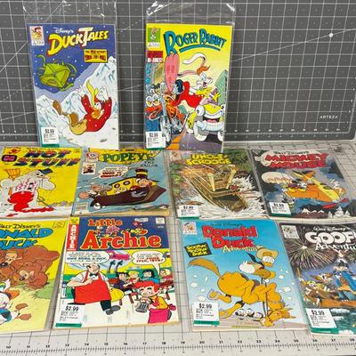 Mixed Group (10)  of Disney Vintage and Popeye etc. Comics