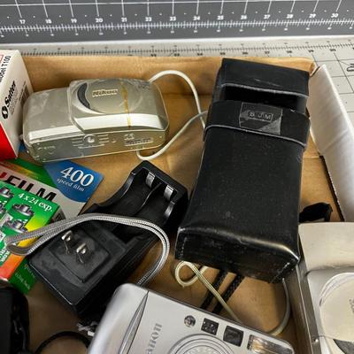 Tray of Vintage Film Cameras with some Film