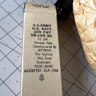 Pile of Vintage Vacuum Tubes Military + Other Electrical Components