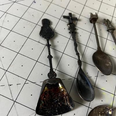 Collection of Silver Spoon with Figural Tops. 