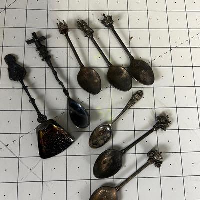 Collection of Silver Spoon with Figural Tops. 