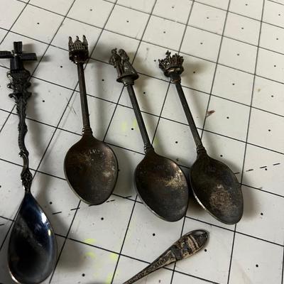 Collection of Silver Spoon with Figural Tops. 
