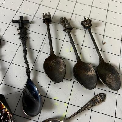 Collection of Silver Spoon with Figural Tops. 