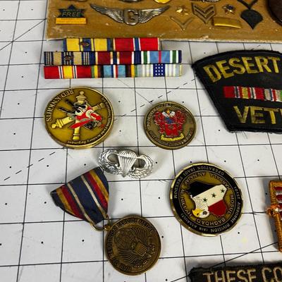 Collection of Military Patches, Badges and Metals 