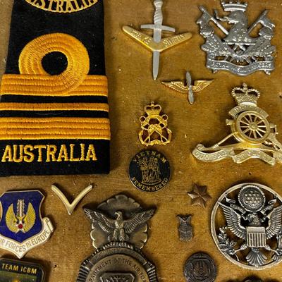 Collection of Military Patches, Badges and Metals 