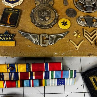 Collection of Military Patches, Badges and Metals 