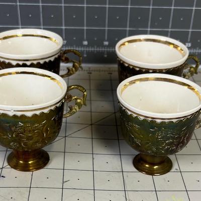 6 - Cappuccino Espresso Cups for Brass holder with Ceramic Cup 