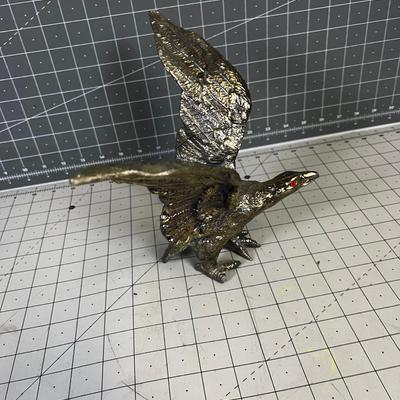 Cast Metal Eagle with a Broken toe & a Bejeweled Eye