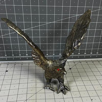 Cast Metal Eagle with a Broken toe & a Bejeweled Eye