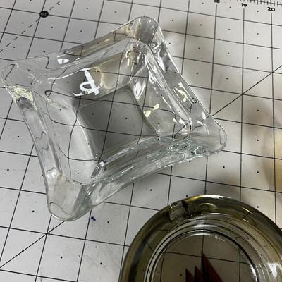 3 Glass Ashtrays 