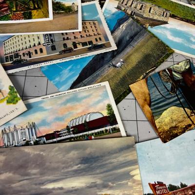 Pile of Vintage Postcards form the 30's to the 50's 