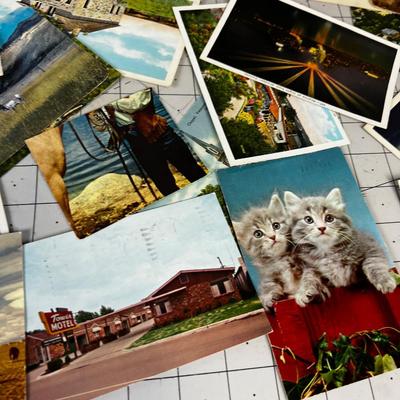 Pile of Vintage Postcards form the 30's to the 50's 