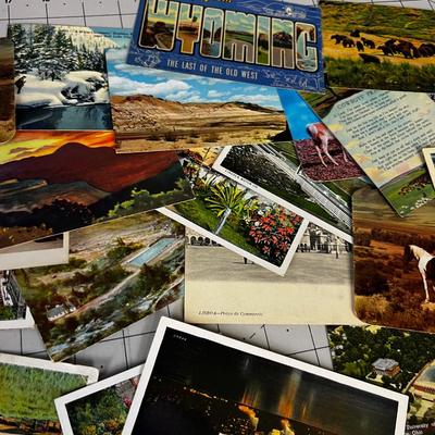 Pile of Vintage Postcards form the 30's to the 50's 