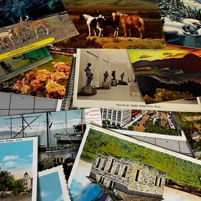 Pile of Vintage Postcards form the 30's to the 50's 