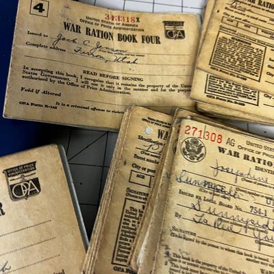 War Ration Books, Several OLD form WWII Era