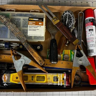 Tray of Misc. Tools; Screw Driver, Chisel, Crescent Wrench
