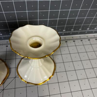 2 Candle Sticks by Lenox with 24K Gold Trim 