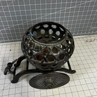 Vintage Asian Cast Iron Candle Holder