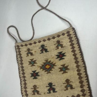 Vintage Handmade Peruvian Woven Wool Fabric Travel Satchel