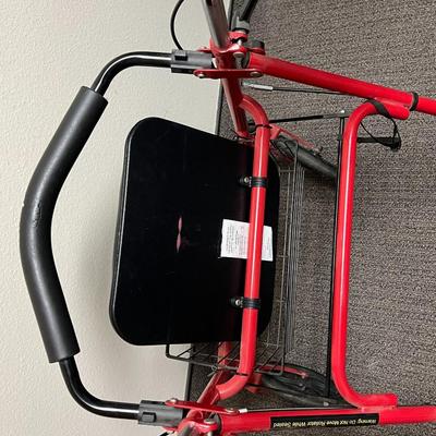Drive Red Medical 10257RD-1 Four Wheel Rollator with Fold Up Removable Back Support & Basket