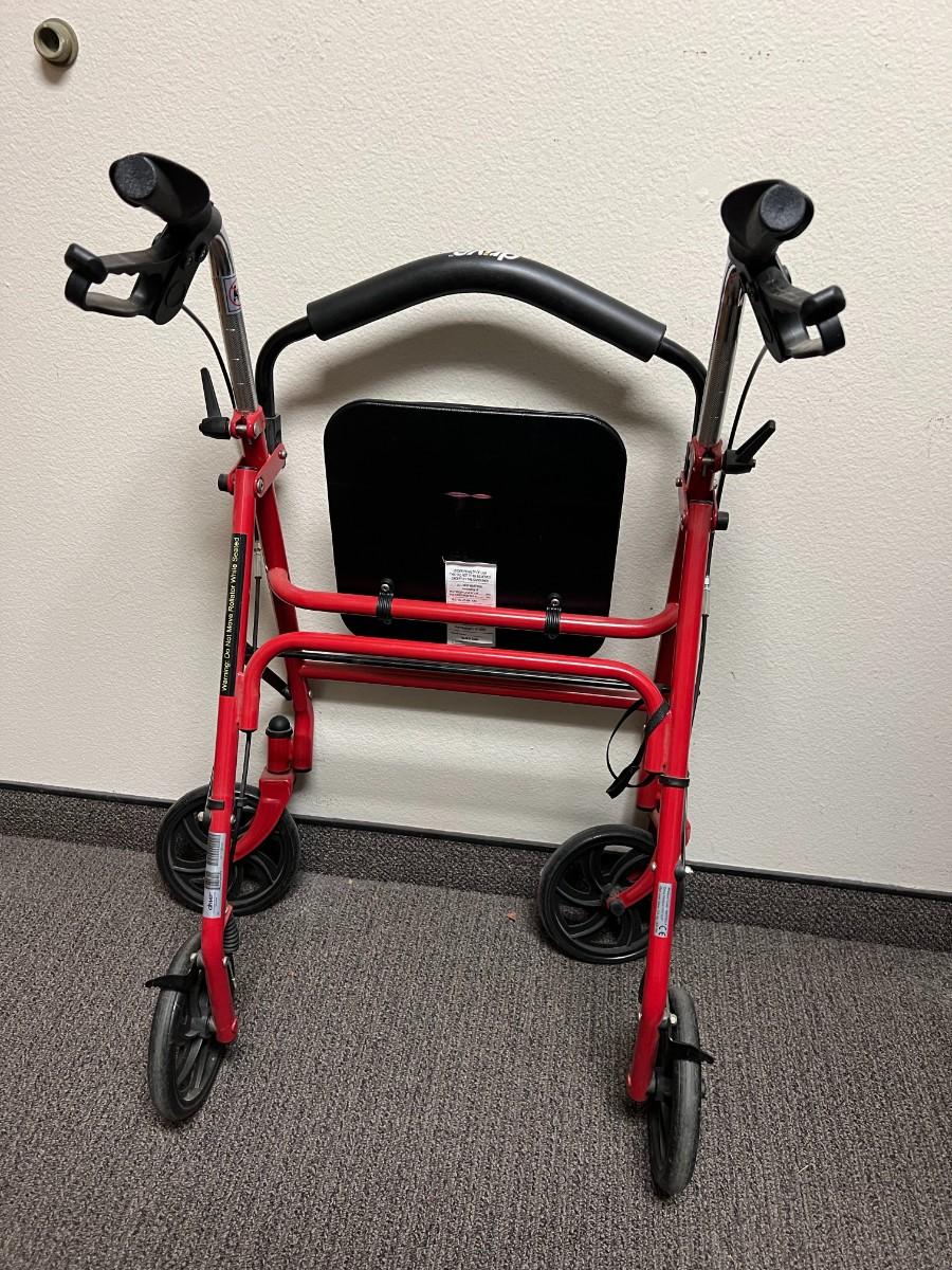 Drive Red Medical 10257RD1 Four Wheel Rollator with Fold Up Removable