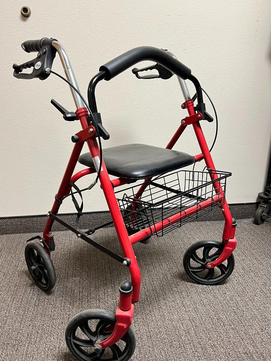 Drive Red Medical 10257RD1 Four Wheel Rollator with Fold Up Removable