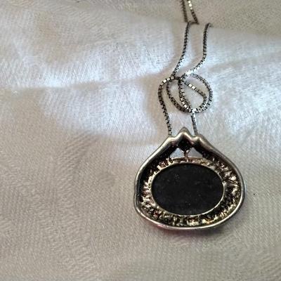 Vintage Rare Large Lapis Lazuli  925 18" Necklace