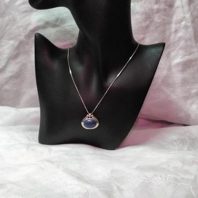 Vintage Rare Large Lapis Lazuli  925 18" Necklace