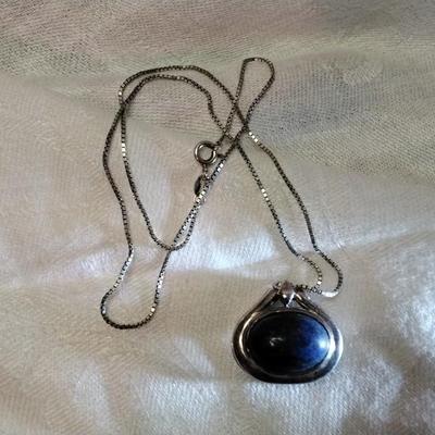 Vintage Rare Large Lapis Lazuli  925 18" Necklace