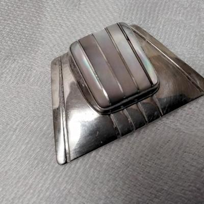 Gorgeous Mother of Pearl 925 Navajo Made Brooch