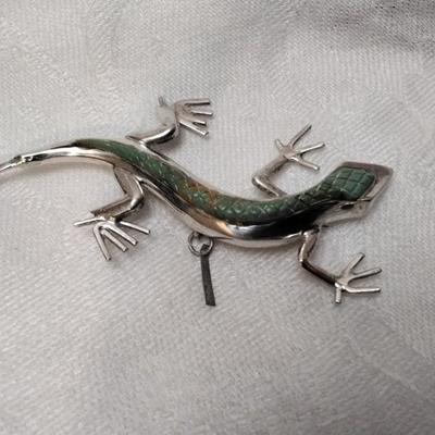 Fun Turquoise Lizard 925 Brooch