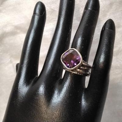 Big Beautiful Amethyst 925 Ring Size 6.5