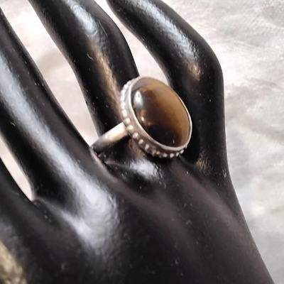 Big Beautiful Tiger Eye 925 Ring Size 8.5