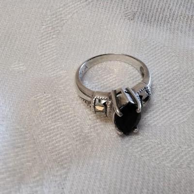 Stunning Smokey Topaz and Marcasite 925 Ring Size 6