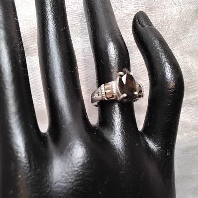 Stunning Smokey Topaz and Marcasite 925 Ring Size 6