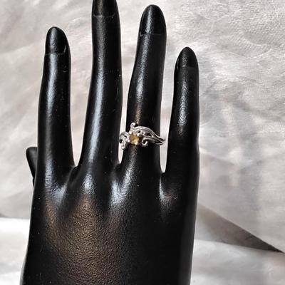 Beautiful Scrollwork Citrine 925 Ring Size 5