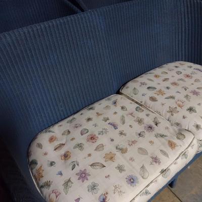 Antique Wicker Weave Loveseat with Cushions
