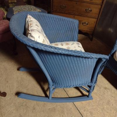 Antique Wicker Weave Rocking Chair with Cushions