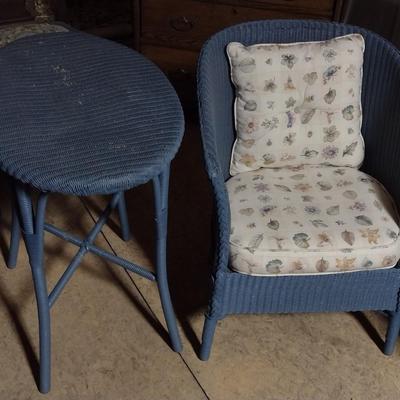 Antique Wicker Weave Chair and Table Set
