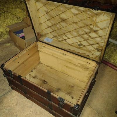 Antique Wood and Metal Steamer Trunk