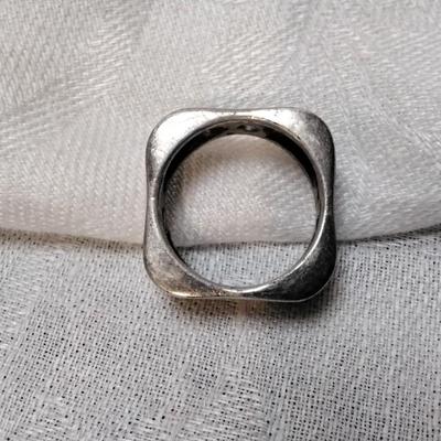 Extremely Unique Thick Square 925 Ring Size 6