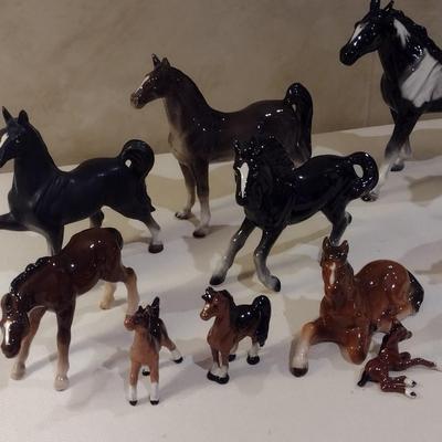 Collection of Vintage Porcelain Horses from Various Japanese Makers includes NAPCO Choice B