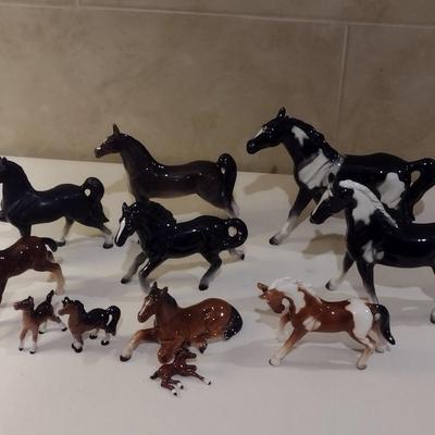 Collection of Vintage Porcelain Horses from Various Japanese Makers includes NAPCO Choice B