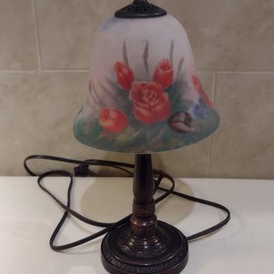 Reverse Painted Glass Shade Desk Lamp