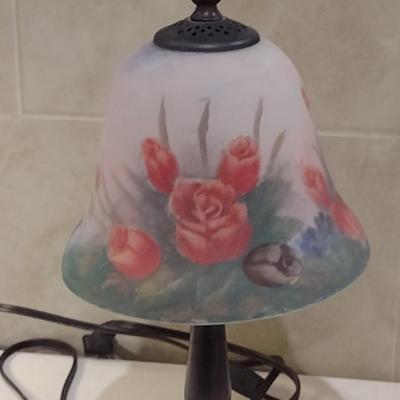 Reverse Painted Glass Shade Desk Lamp