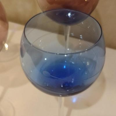 Set of Five Color Crystal Long Stem Wine Glasses by Lenox