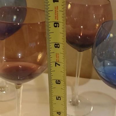 Set of Five Color Crystal Long Stem Wine Glasses by Lenox